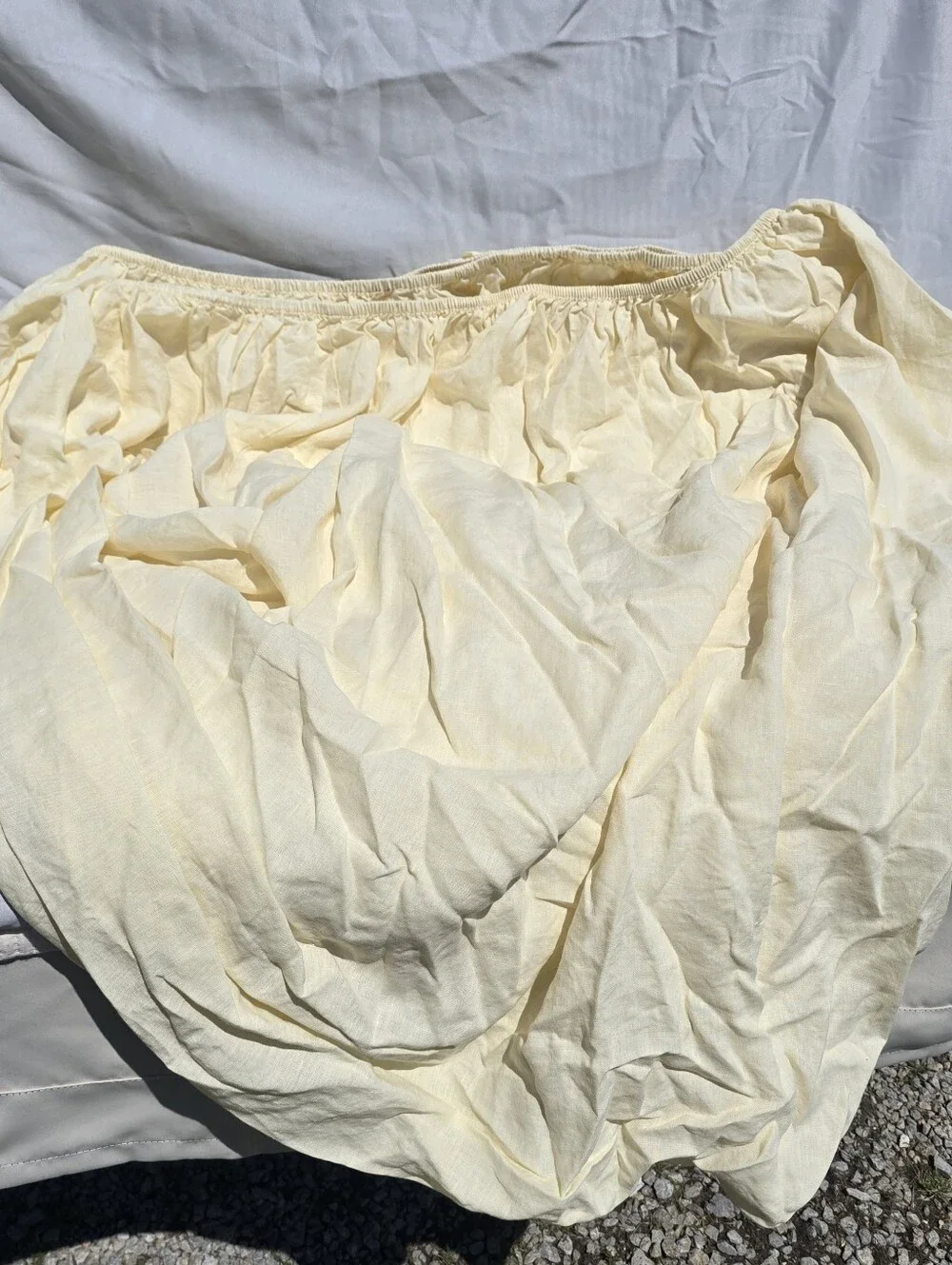 Quince 100% Linen FULL BUTTER yellow Sheet Set 1 Fitted 1 Flat 2 Standard Shams